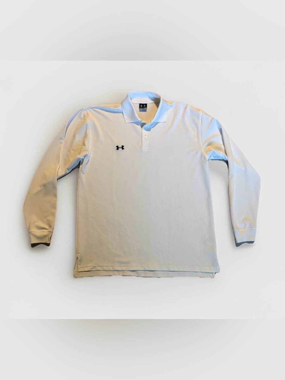 Under Armour White Long Sleeve Polo with Black Logo